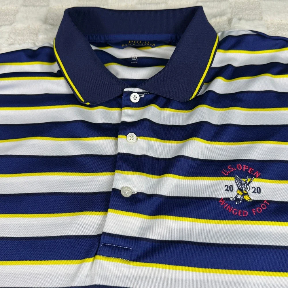 Polo Ralph Lauren XXL Golf Polo Shirt Blue‎ Striped 2020 US Open Winged Foot